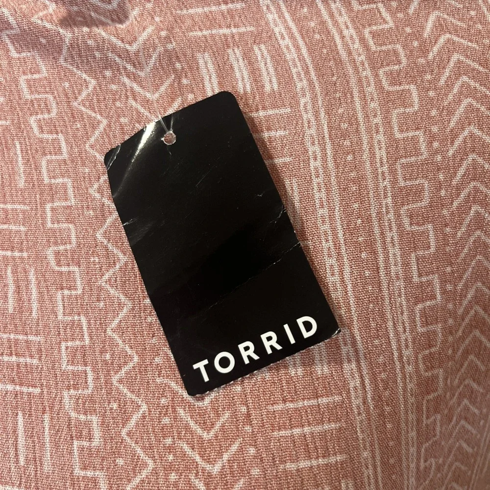 NWT Torrid Women's 5/6 Pink Mudcloth Kimono Rose Stripe 5X 6X Cardigan Coverup - Picture 8 of 8